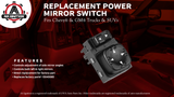 Power Side Mirror Switch - Replaces 15045085, 19259975, 901124 - Fits Chevy Silverado, Suburban, Tahoe, GMC Sierra, Yukon, XL - 2000-2002 Model Years
