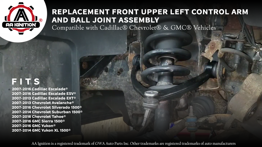 Front Left Upper Control Arm With Ball Joint Assembly For Chevy Silverado 1500, GMC Sierra, Cadillac Escalade 2019-2023
