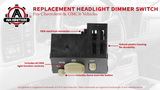 Headlight Instrument Panel Dimmer Dome Lamp Switch - Replaces 15755595, 15738843, D1534G - Compatible with Chevy and GMC Vehicles - Avalanche, Silverado, Tahoe, Suburban, Sierra, Yukon 99, 00, 01, 02