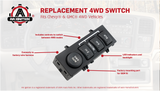 4WD 4x4 Switch - Replaces 19168767, 15709327, 901062 - Compatible with Chevy, GMC, Cadillac Vehicles - Silverado 1500, 2500HD Suburban, Avalanche, Sierra, Yukon - 1999-2002 - 4 Wheel Drive Selector