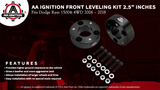 Front Leveling Lift Kit 2.5 inches - Compatible with Dodge Ram 1500-2006-2018, 4WD, 2WD Pickup - Suspension Front Strut Spacers 2 1/2 Inch - Forged Aircraft Aluminum Billet Construction