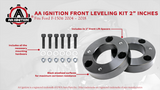 Front Leveling Kit 2" Inches - Compatible with 2004-2018 F-150 Pickup Truck 2WD, 4 Wheel Drive 4WD, 4x4 - Front Strut Spacers Lift 2 Inch - Forged Aircraft Aluminum Billet Construction