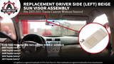 Driver Sun Visor Left Side Beige - Compatible with Toyota Camry 2007, 2008, 2009, 2010, 2011, Hybrid without Sunroof and Vanity Light - Replaces 74320-06780-E0, 7432006780E0, 35858 -Sun Shade Assembly