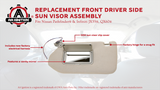 Driver Side Sun Visor Left Side Tan with Lamp - Compatible with Nissan & Infiniti - 2013, 2014, 2015, 2016, 2017, 2018 - Pathfinder, QX60, 2013 JX35 - Replaces 96401-9PB0A, 96401-3JA0A, 96401-3KM0A