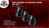 AC Heater Climate Control Knob Set of 3-55905-0C010, 559050C010-2000, 2001, 2002, 2003, 2004, 2005 & 2006 Toyota Tundra AC Knobs - Air Conditioner HVAC Blower Fan Temperature Switch