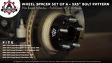 Wheel Spacer Set of 4-1.5in Thick - 5x127mm, 5x5in Hub Centric Adapter 71.5mm Bore - 1/2 x 20 Studs - Compatible with Jeep Vehicles - 2007-2018 Wrangler, 06-10 Commander, 05-10 Grand Cherokee