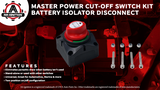 Master Battery Switch Kit with Screws 12-48V - Power Cut-Off Switch - Battery Isolator Disconnect for Cars, Trucks, RV, Campers, Boats - Waterproof On Off Function Automotive, Marine Switch