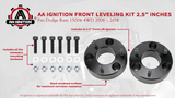 Front Leveling Lift Kit 2.5 inches - Compatible with Dodge Ram 1500-2006-2018, 4WD, 2WD Pickup - Suspension Front Strut Spacers 2 1/2 Inch - Forged Aircraft Aluminum Billet Construction