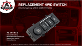 4WD 4x4 Switch - Replaces 19168767, 15709327, 901062 - Compatible with Chevy, GMC, Cadillac Vehicles - Silverado 1500, 2500HD Suburban, Avalanche, Sierra, Yukon - 1999-2002 - 4 Wheel Drive Selector