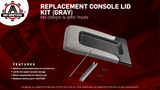 Center Console Lid Replacement Kit Gray - Replaces 924-811, 19127364, 19127365, 19127366 - Compatible with Chevy, GMC and Cadillac Vehicles - Silverado, Avalanche, Tahoe, Sierra - Armrest Hinge Latch