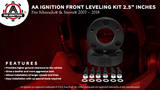 AA Ignition Front Leveling Kit 2.5" Inches - Compatible with Chevy Silverado & GMC Sierra 2007-2018, 1500 2WD, 4WD, 1500 2 Wheel Drive, 4x4 - Front Strut Spacers - Forged Aircraft Aluminum Billet