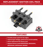 Ignition Coil Pack - Compatible with Chrysler, Dodge, Jeep and Volkswagen - 3.8L, 3.3L - Pacifica, Town & Country, Grand Caravan, Wrangler, Routan - Replaces 56032520AB, 56032520AC, UF-412, 5C1432