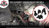 Engine Mount Set - Compatible with Corolla, Matrix, Vibe 1.8L Automatic Vehicles 2003, 2004, 2005, 2006, 2007, 2008 - Replaces A4219, A4221, A4220, A4218