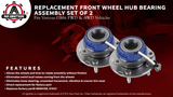 Front Wheel Bearing - Set of 2 - Compatible with Chevy, Buick, Cadillac, Oldsmobile, Pontiac - Impala, Monte Carlo, Century, Grand Prix, Replaces 513121, 12429203, 88964168 - ABS - Hub Assembly