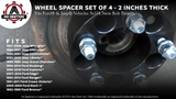 Wheel Spacer Set of 4 Black - 2" Inches 5x4.5 to 54.5 Bolt Pattern - 5x114.3mm Lug Centric 1/2-20 Hub Bore 82.5mm - Compatible with Jeep and Ford - Wrangler YJ, TJ, Liberty, Cherokee, Mustang, Ranger