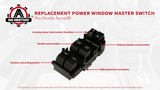 Replacement Window Master Switch - Double Auto Button - Compatible with Honda Accord EX & EX-L 2008, 2009, 2010, 2011, 2012 - Replaces 35750-TA0-A31, 35750-TA0-A32 - Driver Side Double Auto Switch