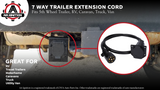 7 Way Trailer Extension Cord - 4 feet - Double Prongs Connector - Weatherproof - 7 Pin Wiring Connector Plug - Gooseneck Hitch Extender or 5th Wheel Trailer, RV, Caravan, Truck, Van - 10-14 AWG