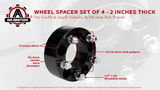Wheel Spacer Set of 4 Black - 2" Inches 5x4.5 to 54.5 Bolt Pattern - 5x114.3mm Lug Centric 1/2-20 Hub Bore 82.5mm - Compatible with Jeep and Ford - Wrangler YJ, TJ, Liberty, Cherokee, Mustang, Ranger