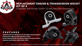 Engine and Transmission Mount Set of 4 - Fits Honda Civic 2001-2005 1.7L
