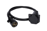 7 Way Trailer Extension Cord - 4 feet - Double Prongs Connector - Weatherproof - 7 Pin Wiring Connector Plug - Gooseneck Hitch Extender or 5th Wheel Trailer, RV, Caravan, Truck, Van - 10-14 AWG