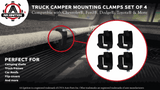 Truck Camper Mounting Clamps Set of 4 - Compatible with Chevy, Ford, Dodge and Toyota Trucks - Tundra, Dakota, Ram, Sierra, Silverado, Avalanche, F150, 1500, 2500, 3500 - Universal Camper Shell Lock