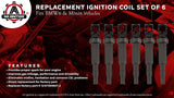 Ignition Coil Pack Set of 6 - Replacement for Bosch 0221504470 - Fits BMW Vehicles