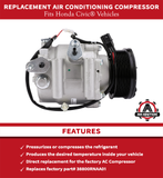 AC Compressor - A/C Compressor Compatible with Honda Civic 2006-2011, 1.8L - Replaces 38810RRBA01, 38800-RNA-A010-M, 38800-RNB-A02, 38800RNAA010M2, 38800RNAA01 - HVAC Air Conditioning Compressor