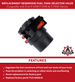 Replacement Reservoir Fuel Tank Selector Valve - Compatible with Ford F-150, F-250 and F-350 1989-1997 - Replaces F1UZ-9B263-B, F1UZ9B263B - 89, 90, 91, 92, 93, 94, 95, 96, 97 - Fuel Tank Selector