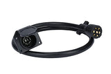 7 Way Trailer Extension Cord - 4 feet - Double Prongs Connector - Weatherproof - 7 Pin Wiring Connector Plug - Gooseneck Hitch Extender or 5th Wheel Trailer, RV, Caravan, Truck, Van - 10-14 AWG