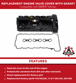 Engine Valve Cover with Gasket - Replaces 11127552281 - Fits BMW Vehicles