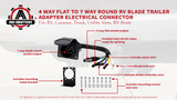 4 Way Flat to 7 Way Round RV Blade Trailer Adapter with Mounting Bracket