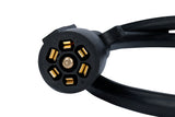 7 Way Trailer Extension Cord - 4 feet - Double Prongs Connector - Weatherproof - 7 Pin Wiring Connector Plug - Gooseneck Hitch Extender or 5th Wheel Trailer, RV, Caravan, Truck, Van - 10-14 AWG