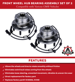 Replacement Front Wheel Hub Bearing Assembly Set of 2 - Compatible with Chevy, Buick, GMC Vehicles - Rainier, SSR, Trailblazer, Envoy, Bravada, 9-7x - Replaces 951-056, 12413037, 15130858, 513188