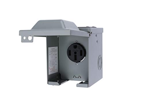 50 Amp 125/250 Volt Power Outlet Box, Enclosed Lockable - for RV, Campers, Motorhome, Travel Trailer, Electric Cars, Generator - 3R Weatherproof Outdoor - NEMA 14-50R Receptacle Panel
