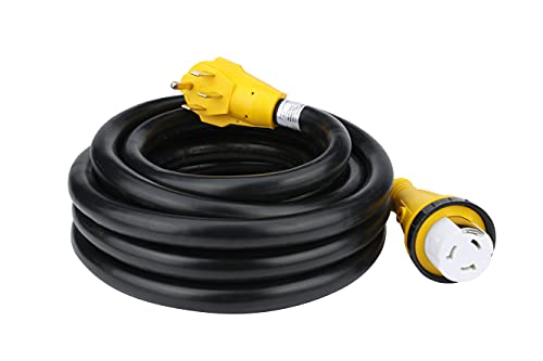AA Ignition 50 Amp 25 Feet RV Power Extension Cord - NEMA 14-50P Male to NEMA SS2-50R Female - 125V/250V Cable Molded Connector and Twist Lock - Camper Van, Trailers, Motorhome, Caravan, Generator