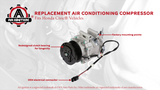 AC Compressor - A/C Compressor Compatible with Honda Civic 2006-2011, 1.8L - Replaces 38810RRBA01, 38800-RNA-A010-M, 38800-RNB-A02, 38800RNAA010M2, 38800RNAA01 - HVAC Air Conditioning Compressor