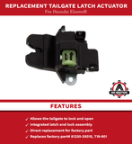Replacement Tailgate Trunk Latch Lock Actuator - Compatible with Hyundai Elantra 2011, 2012, 2013, 2014, 2015, 2016 - Replaces 81230-3X010, 719-901, 812303X010 - Integrated Liftgate Latch Assembly