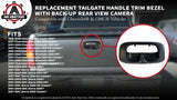 Replacement Tailgate Latch Handle Trim Bezel with Backup Rear View Camera - Compatible with Chevy and GMC Vehicles - 1999, 2000, 2001, 2002, 2003, 2004, 2006, 2007 Silverado and Sierra - Black