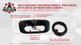 Replacement Tailgate Latch Handle Trim Bezel with Backup Rear View Camera - Compatible with Chevy and GMC Vehicles - 1999, 2000, 2001, 2002, 2003, 2004, 2006, 2007 Silverado and Sierra - Black