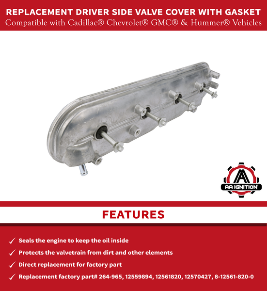 Replacement Driver Side Valve Cover with Gasket - Compatible with Cadi ...