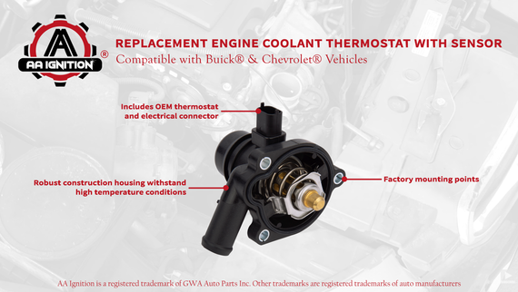 Engine Coolant Thermostat with Sensor - Replaces 131-180 - Fits