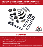 Engine Timing Chain Kit - Compatible with Buick, Cadillac, Chevy, GMC, Saab, Suzuki - 2.8, 3.0L, 3.2L, 3.6L - Enclave, LaCrosse, CTS, SRX, Caprice, Equinox, Terrain, 9-3, Outlook - Replaces 9-0753S