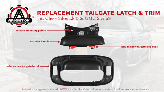Tailgate Handle & Trim With Clips - Replaces# 15997911 - Fits