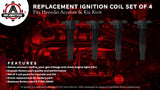 Ignition Coil Pack Set of 4 - Hyundai Accent, Kia Rio - Replaces #27301-26640