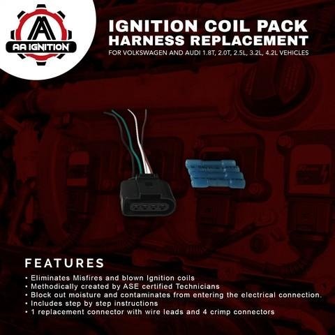 Doo Engy 3x ignition coil rod ignition coil 4-pin for V-W Fox 5Z Polo 9N  Sko-da Fabia 1.2 : : Automotive