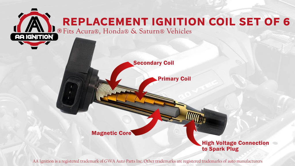 thumbnail image 2 of 6x Genuine OEM Ignition Coils For Honda Accord Odyssey Acura CL TL 30520-P8E-A01 2 of 3