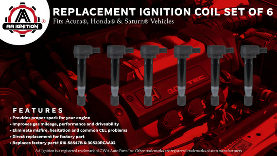 Ignition Coil Pack Set of 6 - Replaces 610-58547B, 30520-RCA-A02