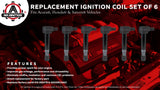 Ignition Coil Pack Set of 6 - Replaces 610-58547B, 30520-RCA-A02 - Acura & Honda
