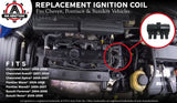 Ignition Coil Pack Replacement - Compatible with Chevrolet, Pontiac, Suzuki Vehicles - Aveo, Aveo5, Optra, Wave, Wave5, Forenza, Reno - Replaces Part 25182496, 96253555, 33410-84Z01