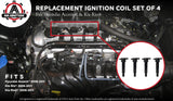 Ignition Coil Pack Set of 4 - Hyundai Accent, Kia Rio - Replaces #27301-26640